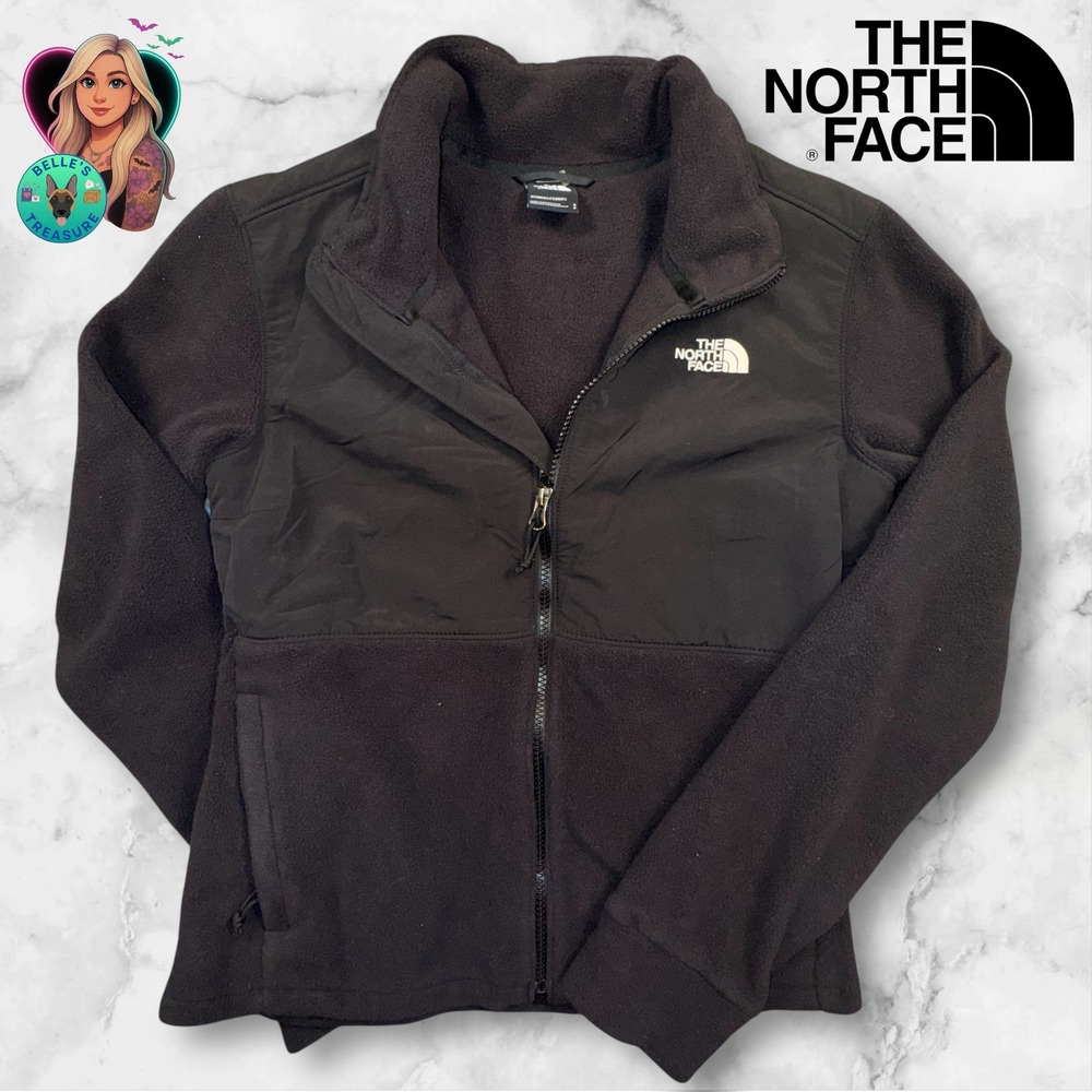The North Face Womens Small Retro Denali Jacket Polartec Fleece Black Full Zip